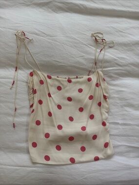 Reformation Women's Cream Polka Dot Tie-Strap Cami Top